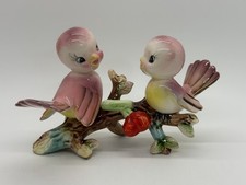 Vintage Norcrest Japan Two Singing Pink/Yellow Birds on Cherry Tree Branch 5.5