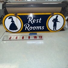 Early Sunoco porcelain double sided restroom sign A698 Heavy Original Petroliana picture