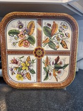 Vtg Daher Decorative Ware Metal Tray Made in England Botanical Floral Series 13” picture