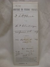 antique 1867 MORTGAGE ephemera legalese US stamp paperwork goods chattel picture