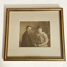 Vintage Photo Framed Greek Orthodox Couple John Georges Demetria Tsimpris 6x6.5