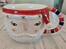 Rare Anthropologie Bird Can Fox 2019 Santa  Mug Christmas Gold Atomic Stars Mint picture