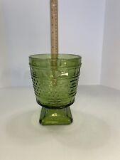 Napco #1180 Green Hobnail Thumprint Glass Footed Vase Planter Cleveland Ohio picture