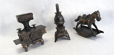 DIE CAST PENCIL SHARPENER MINIATURE Stove, Pot Belly,  Lot/3 Made in Hong Kong picture