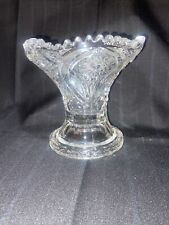 Vintage EAPG Pressed Manganese UV Clear Glass Vase Sawtooth Compote Dish 5.5” picture