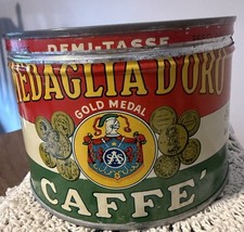VINTAGE MEDAGLIA D’ORO #1 KEYWIND COFFEE TIN COOL GRAPHICS picture