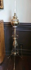 ANTIQUE 1800s ELECTRIFIED GWTW BRADLEY HUBBARD VICTORIAN PIANO FLOOR OIL LAMP picture