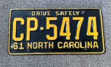 RARE 1961 NORTH CAROLINA LICENSE PLATE ORIGINAL FORD CHEVY DODGE NICE picture