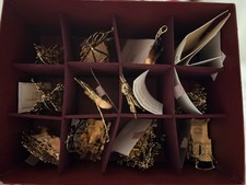 1988 Danbury Mint Gold Electroplate Christmas Ornaments Set of 11 w Storage Tray picture