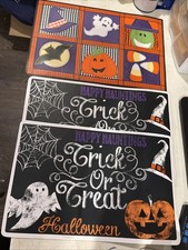 Set Of 3 VTG Halloween Place Mats Ghost Pumpkins 2 Are The Same picture