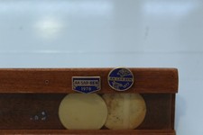 Vintage Wood Des Name Plate Holder With 2 AK-SAR-BEN Pins 1977, 1978 picture