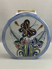 Vintage Erandi Mexico Tonala Style Pottery Vase Butterfly Floral Folk Art 8