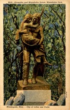 Hiawatha and Minnehaha Statue, Minnehaha Park, Minneapolis, 1932 Postcard picture