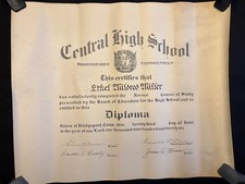 Antique Central High School 1926 Diploma Bridgeport Connecticut CT Education Old picture