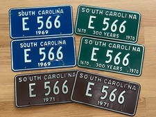 lot of 6 South Carolina license plates E566 1969,1970,1971 picture