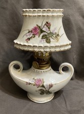 Miss Rose Pink Porcelain Oil Lamp, With Matching Porcelain Shade, 6.75” Japan picture