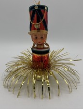 Vintage Christmas 5.5” Drum Major Foil/ Tinsel Spray Base Ornament - Japan picture