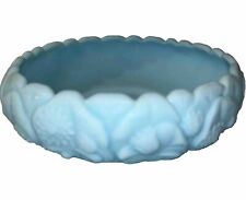 Vintage Fenton Satin Blue 9” Water Lily Console Bowl picture