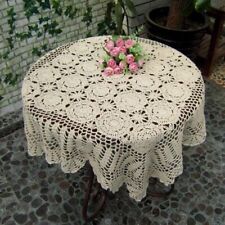 Vintage Handmade Crochet Cotton Flower Tablecloth Doily Square Lace Table Topper picture