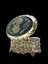 Vintage Sankyo Music Box Blue Cameo TS Stamped picture