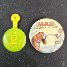 Lot of 2 Pinbacks Yogi Bear Jellystone Park & MAD It’s a Jungle Out There picture
