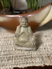 VTG Hand-Carved Soapstone Laughing Buddha Figurine China picture