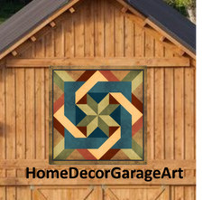 Barn Quilt Art Metal Sign, Box In Box Earth Tone, Pennsylvania Dutch Amish picture
