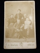 Antique Cabinet Card 6.5x4,” Victorian Young Family Of 5, Nicely Preserved Rare picture