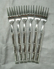 Vtg Lifetime LCU3 Bamboo Set of 6 Cocktail Seafood Forks Stainless Flatware EC picture