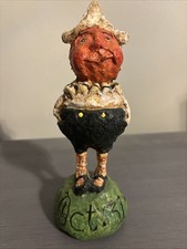 Halloween Pumpkin October 31st Figurine Folk Art 7.5in Paper Mache picture