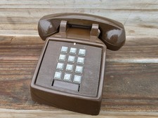 Vintage 1980s ITT Retro Push Button Chocolate Brown Desk Top Phone Tested picture