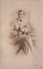 Atlantic City New Jersey Man Suit Bow Tie Umbrella Portrait Photo Postcard 13A picture
