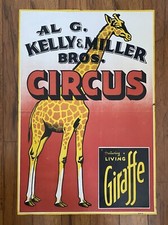 1950s Al G Kelly & Miller Bros Circus Poster GIRAFFE 26
