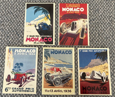 Vintage 1980s Monaco Grand Prix Postcard Set C112-C116 Geo Ham / Robert Falcucci picture