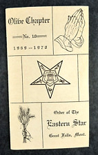 Great Falls MT Order of the Eastern Star Olive Chapter Handbook 1969 1970 e1-25 picture