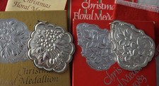 2 TOWLE Sterling Christmas FLORAL ORNAMENT ROSE HAWTHORNE Feather Tree Size picture