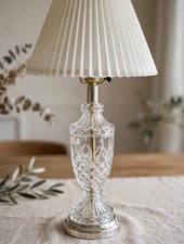 Vintage Cut Crystal Table Lamp with Vintage Pleated Shade picture