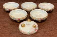 ANTIQUE INDIVIDUAL SALT CELLARS ~ SIX PC. SET ~ HAND PAINTED ~ SIGNED ~ BAVARIA picture
