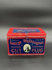 VINTAGE George Washington Cut Plug Advertising Chew Tobacco Tin EXCELLENT COND picture