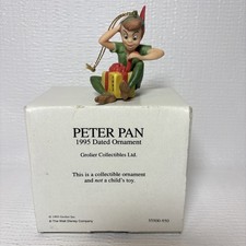 Vintage 1995 Disney Grolier Peter Pan Christmas Ornament Gift Box Figurine picture