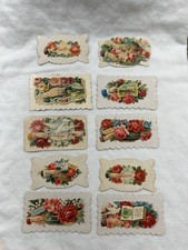 10 Victorian Era Die Cut Calling Greeting Cards Floral Flowers Antique Ephemera picture