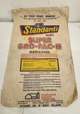 Vintage Standard Super Gro Fac H Medicated Feed Sack Bemis Cat Bag picture