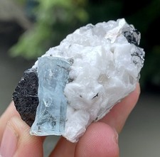 60 Gm Very Beautiful Aquamarine With Schorl Feldspar Combine From Pak picture