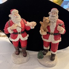 90’s Resin Santa Claus Figurines Lot From Belk Santa With Mail Pouch And Teddy picture