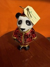Jinglenog Panda Glass Ornament With Box And Tag NOS picture
