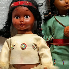 Vintage Native American Style Doll Lot w/ Braided Hair & Outfits (2 Shown) picture