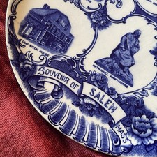 Antique Salem MA Transferware Plate Daniel Low Witch House picture