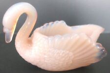 BOYD GLASS OPALESCENT PALE PINK SWAN OPEN SALT CELLAR DISH 2 LINES #S24 picture