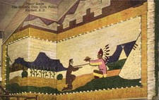 Mitchell SD Corn Palace Panel Scene Postcard Curt Teich Native American Farmer picture