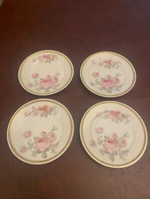 set of 4 german koenigszelt silesia roses floral gold gilt beaded bread plates picture
